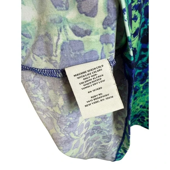 Ruby Rd. Shirt Womens 3X Green Blue Scoop Neck Pleated Short Sleeve Plus Size - Picture 5 of 6